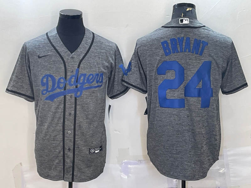 Men's Grey Los Angeles Dodgers #24 Kobe Bryant Cool Base Stitched Jersey